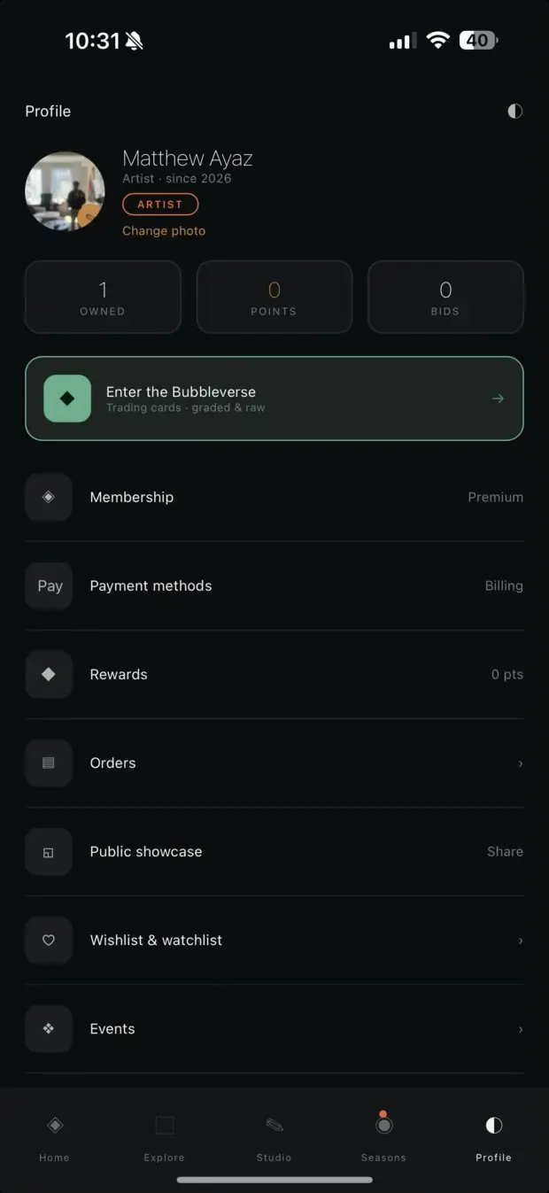 The Bubble Art — iOS & Android — Profile