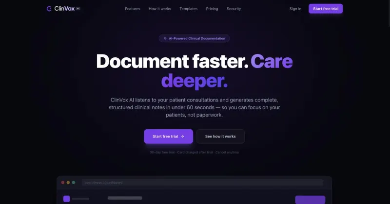 ClinVox AI — project screen