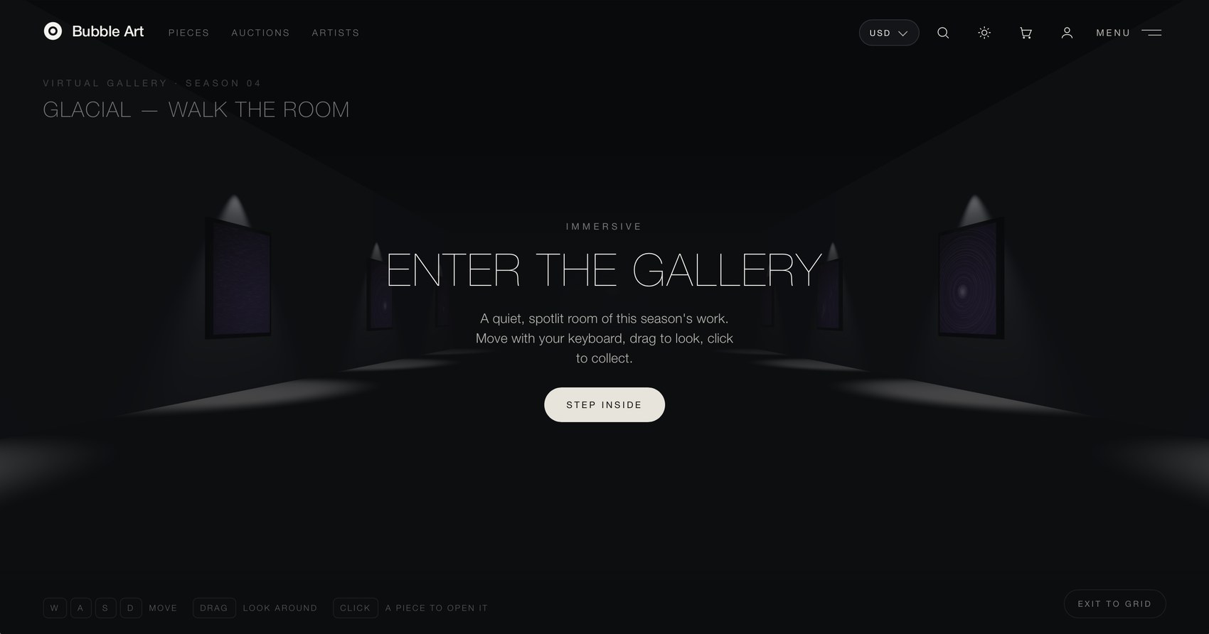 Immersive gallery entry