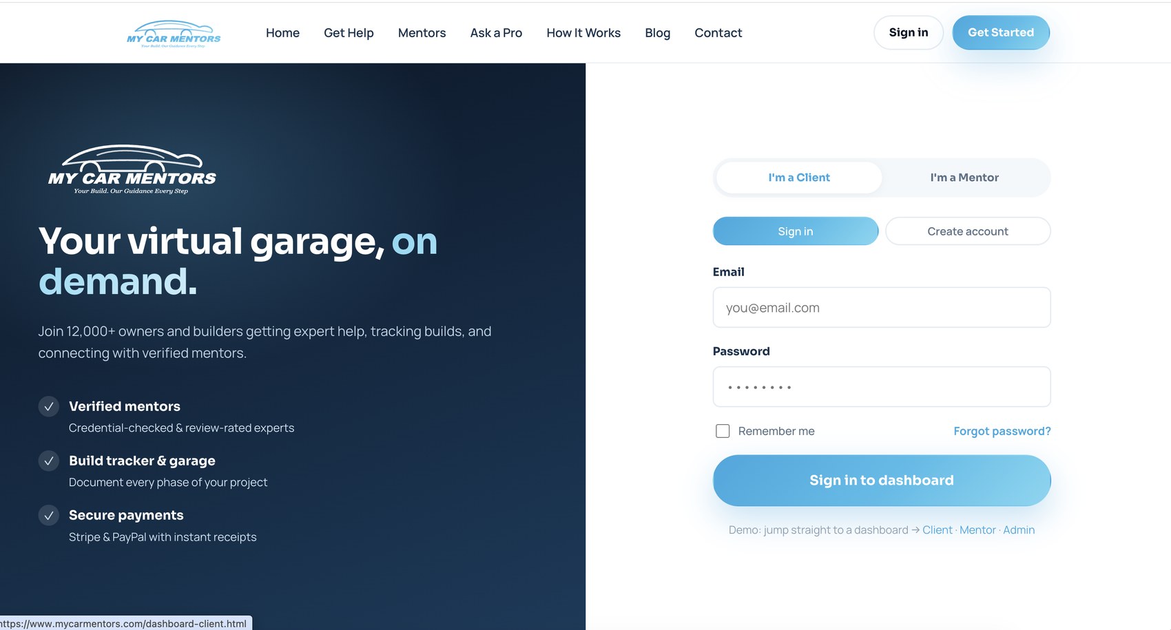 Sign in to your dashboard