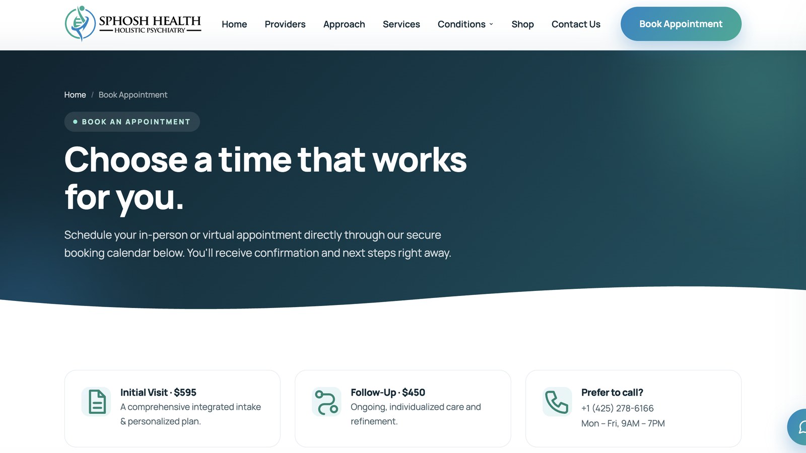 Online appointment booking — Sphosh Health